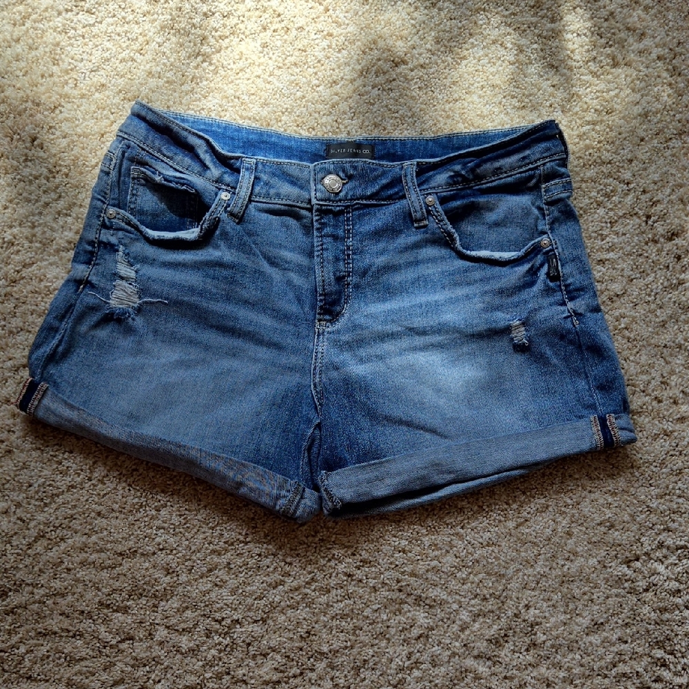 Silver Jeans Women's Distressed Blue Jean Shorts